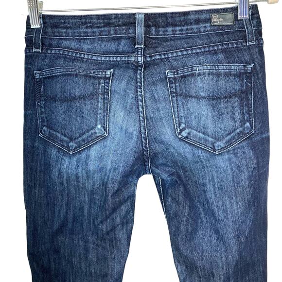 Paige Skyline Ankle Peg Skinny Jeans Ripped Knee Distressed Low Rise Dark Sz 28 - Picture 8 of 16